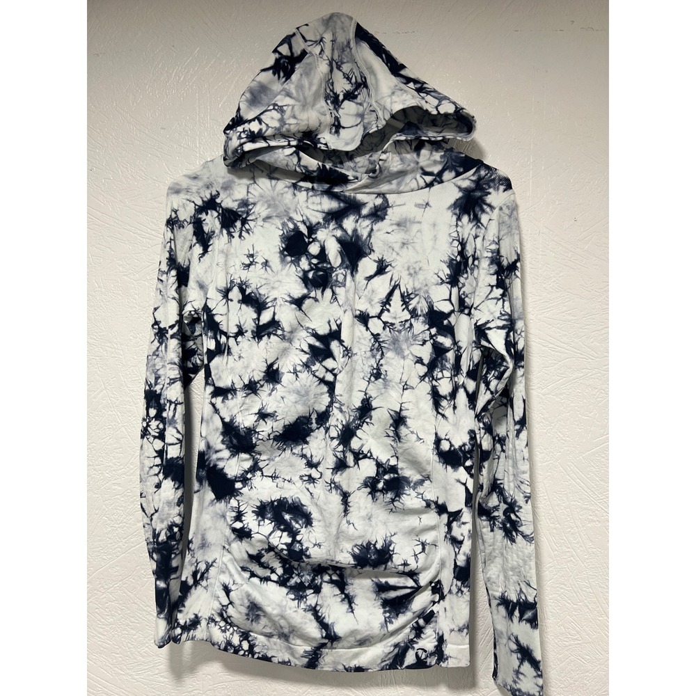 Climawear Womens S/P Tie Dye Seamless Long Sleeve Hoodie Navy White Athleisure